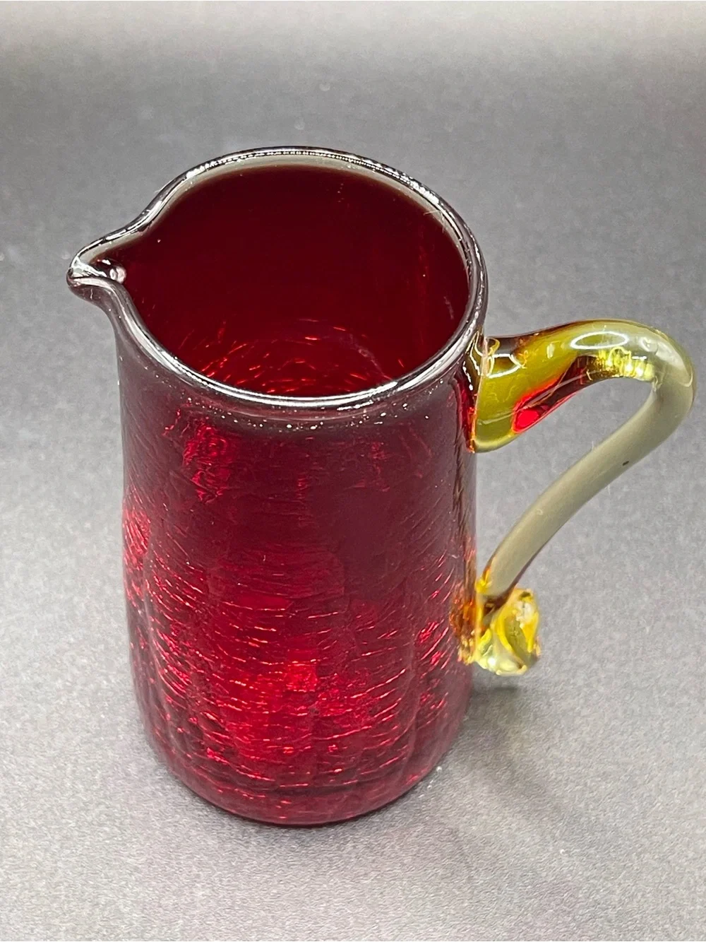 Vintage Pilgrim Red Crackle Glass Mini Pitcher